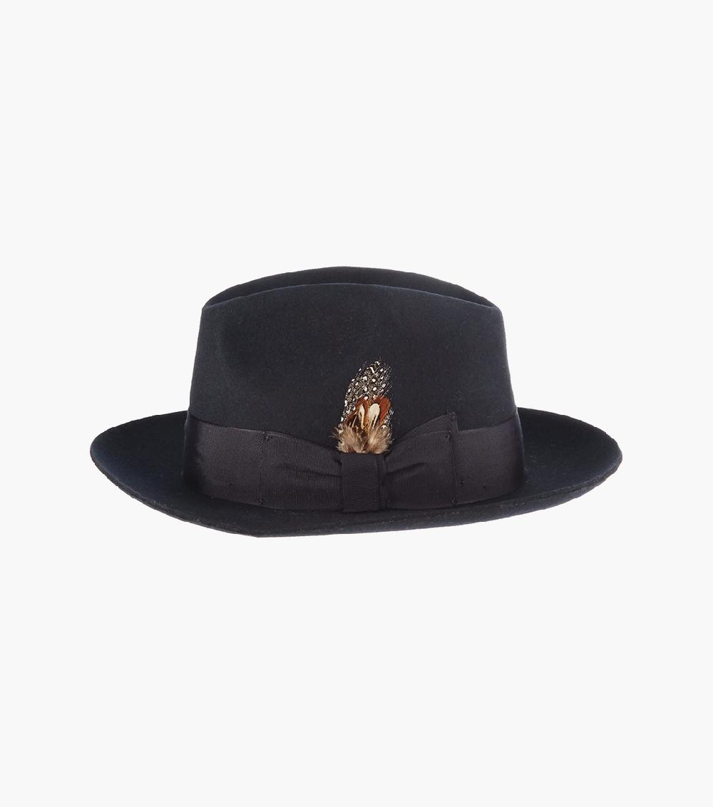 Stacy Adams August Fedora Wool Felt Pinch Front Hat Men’s Hats