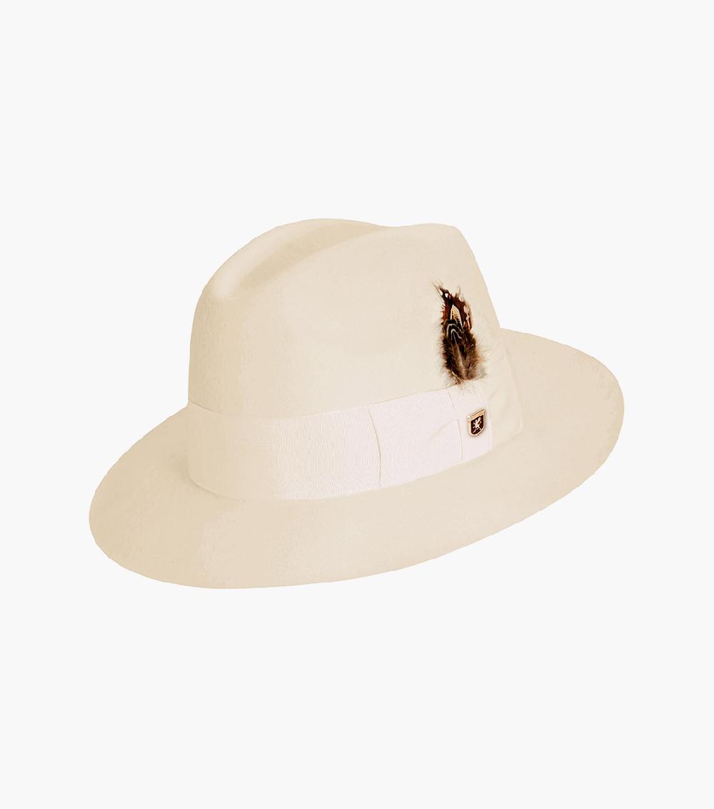 stacy adams August Fedora Wool Felt Pinch Front Hat Men’s Hats