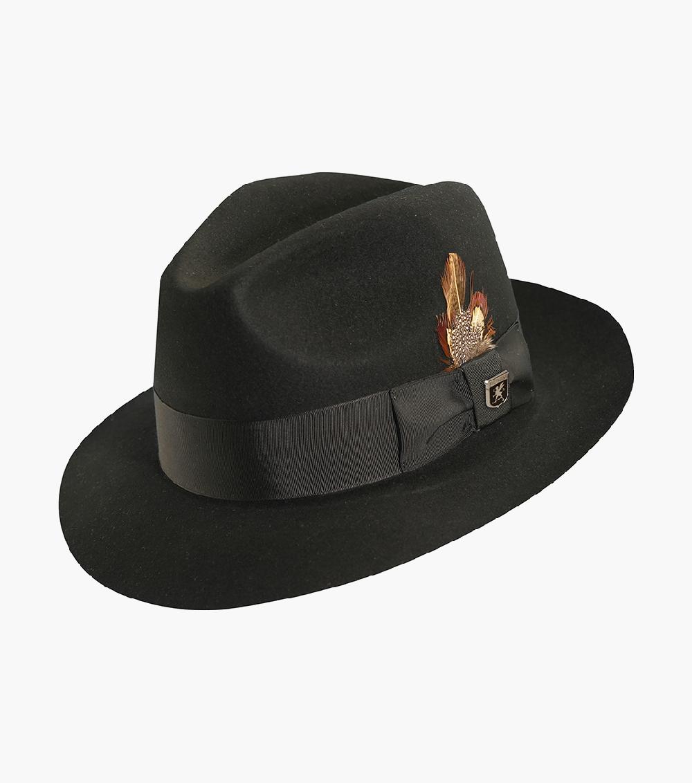 stacy adams August Fedora Wool Felt Pinch Front Hat Men’s Hats