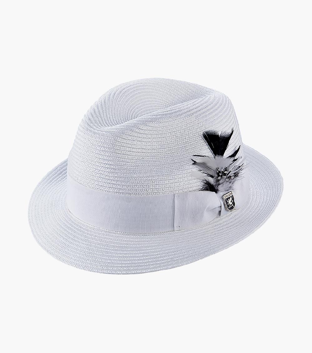 stacy adams Belmont Fedora Poly Braid Pinch Front Hat Men’s Hats