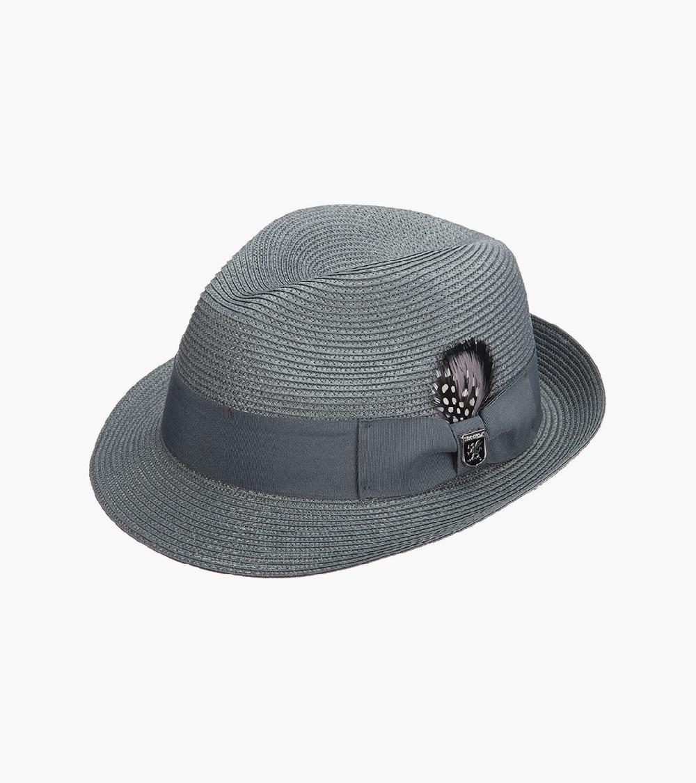 stacy adams Belmont Fedora Poly Braid Pinch Front Hat Men’s Hats
