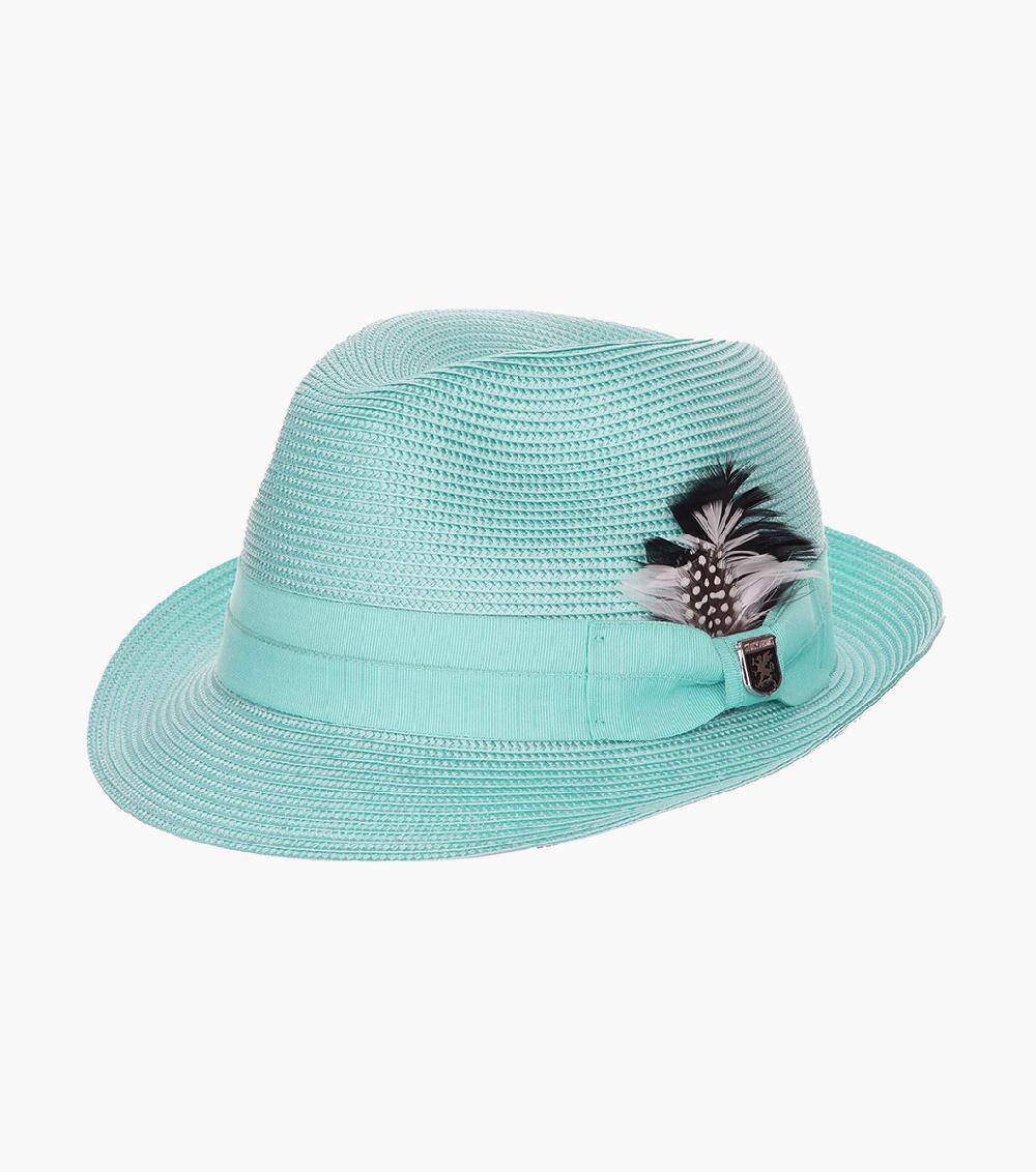 stacy adams Belmont Fedora Poly Braid Pinch Front Hat Men’s Hats