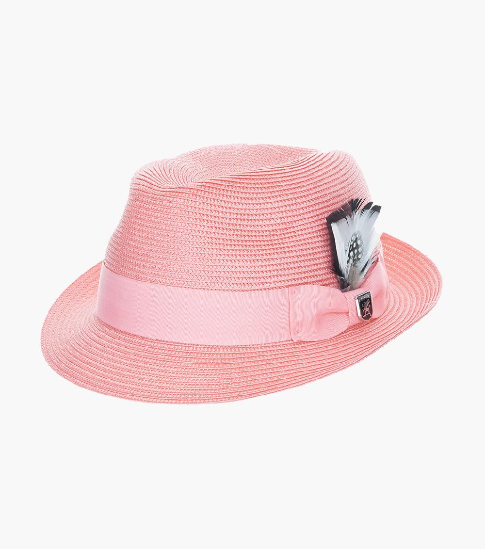 stacy adams Belmont Fedora Poly Braid Pinch Front Hat Men’s Hats
