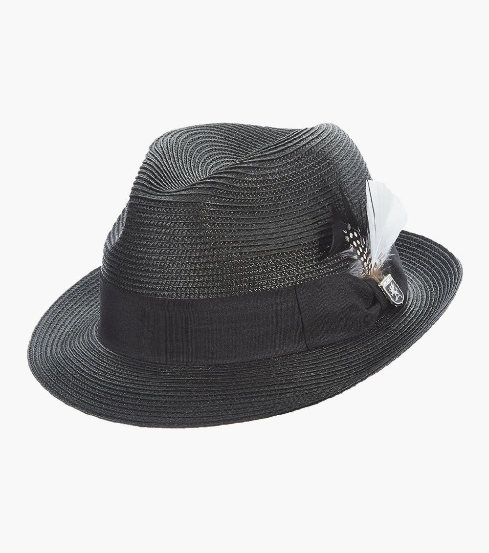 stacy adams Belmont Fedora Poly Braid Pinch Front Hat Men’s Hats
