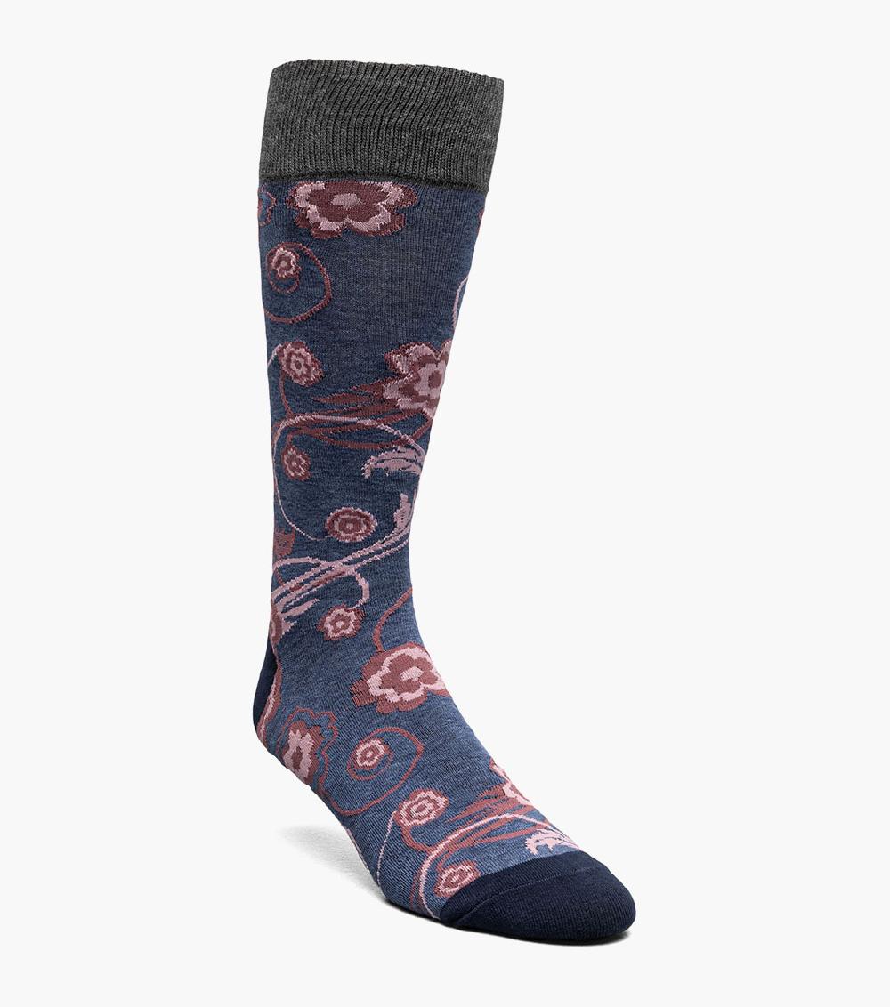 stacy adams Bright Floral Men's Crew Dress Sock Men’s Socks