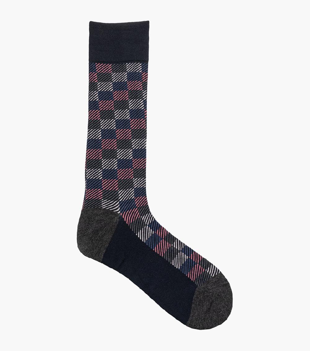 Stacy Adams Checked Herringbone Men's Crew Dress Sock Men’s Socks