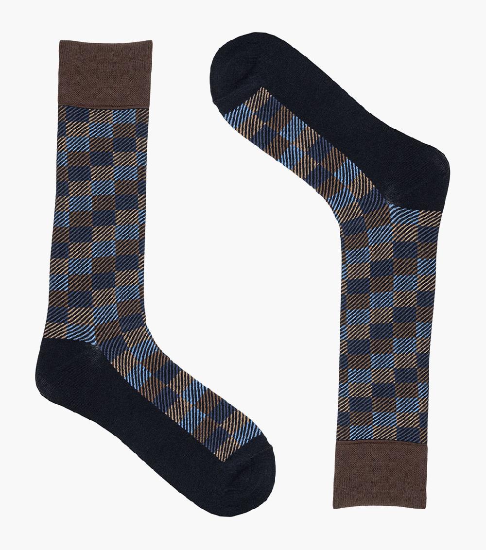 Stacy Adams Checked Herringbone Men's Crew Dress Sock Men’s Socks