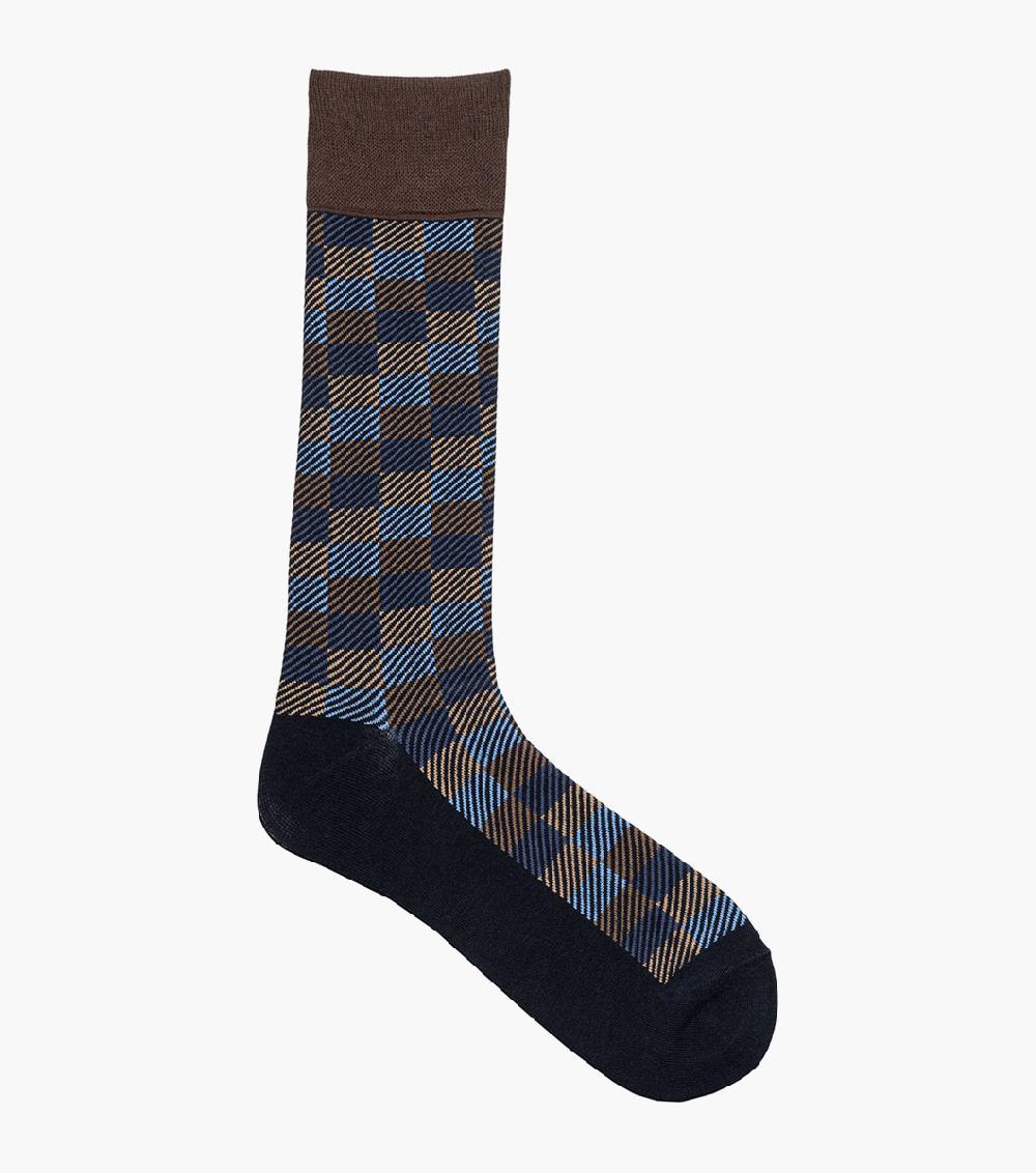Stacy Adams Checked Herringbone Men's Crew Dress Sock Men’s Socks