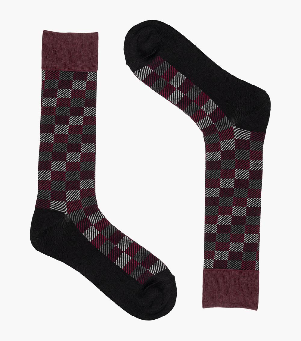 Stacy Adams Checked Herringbone Men's Crew Dress Sock Men’s Socks
