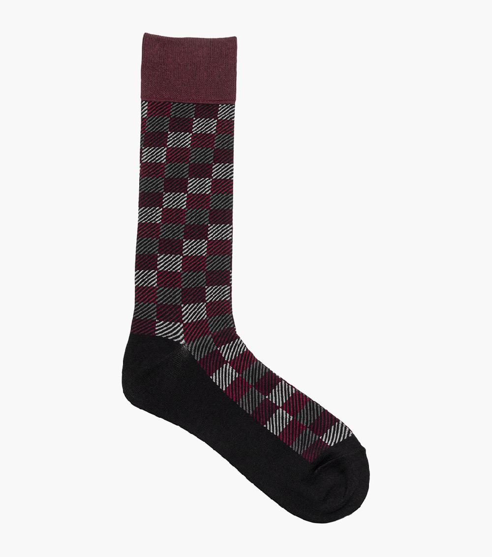Stacy Adams Checked Herringbone Men's Crew Dress Sock Men’s Socks