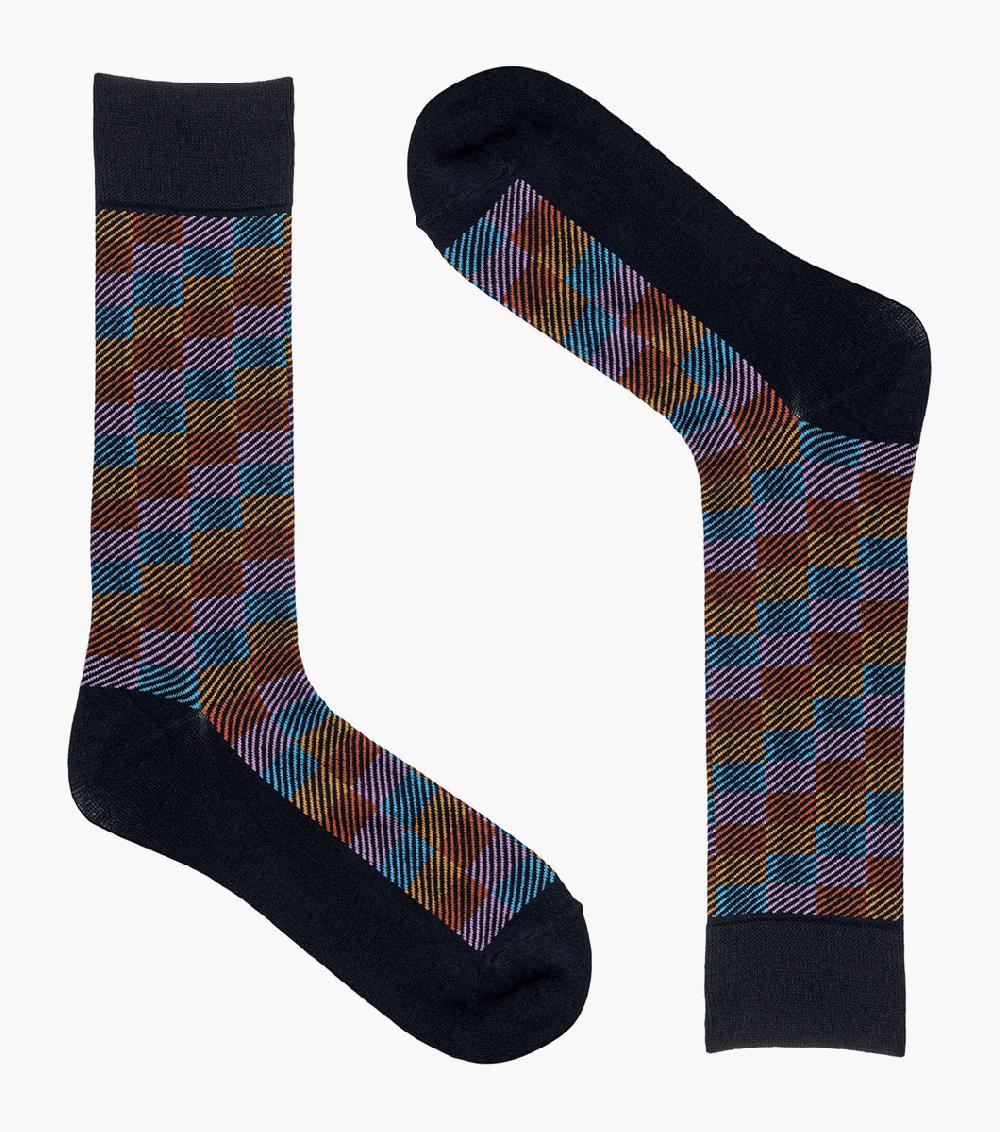 Stacy Adams Checked Herringbone Men's Crew Dress Sock Men’s Socks