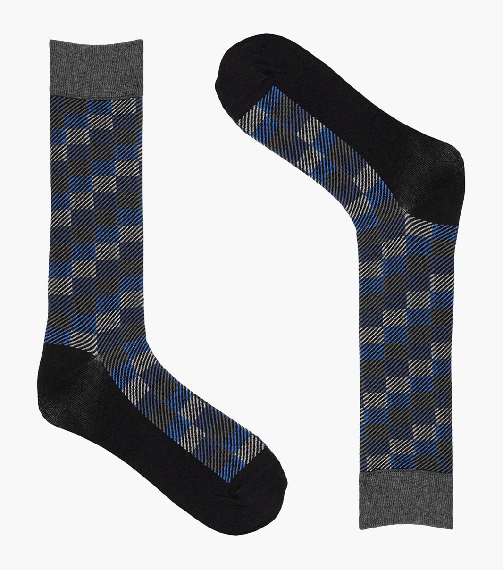 Stacy Adams Checked Herringbone Men's Crew Dress Sock Men’s Socks