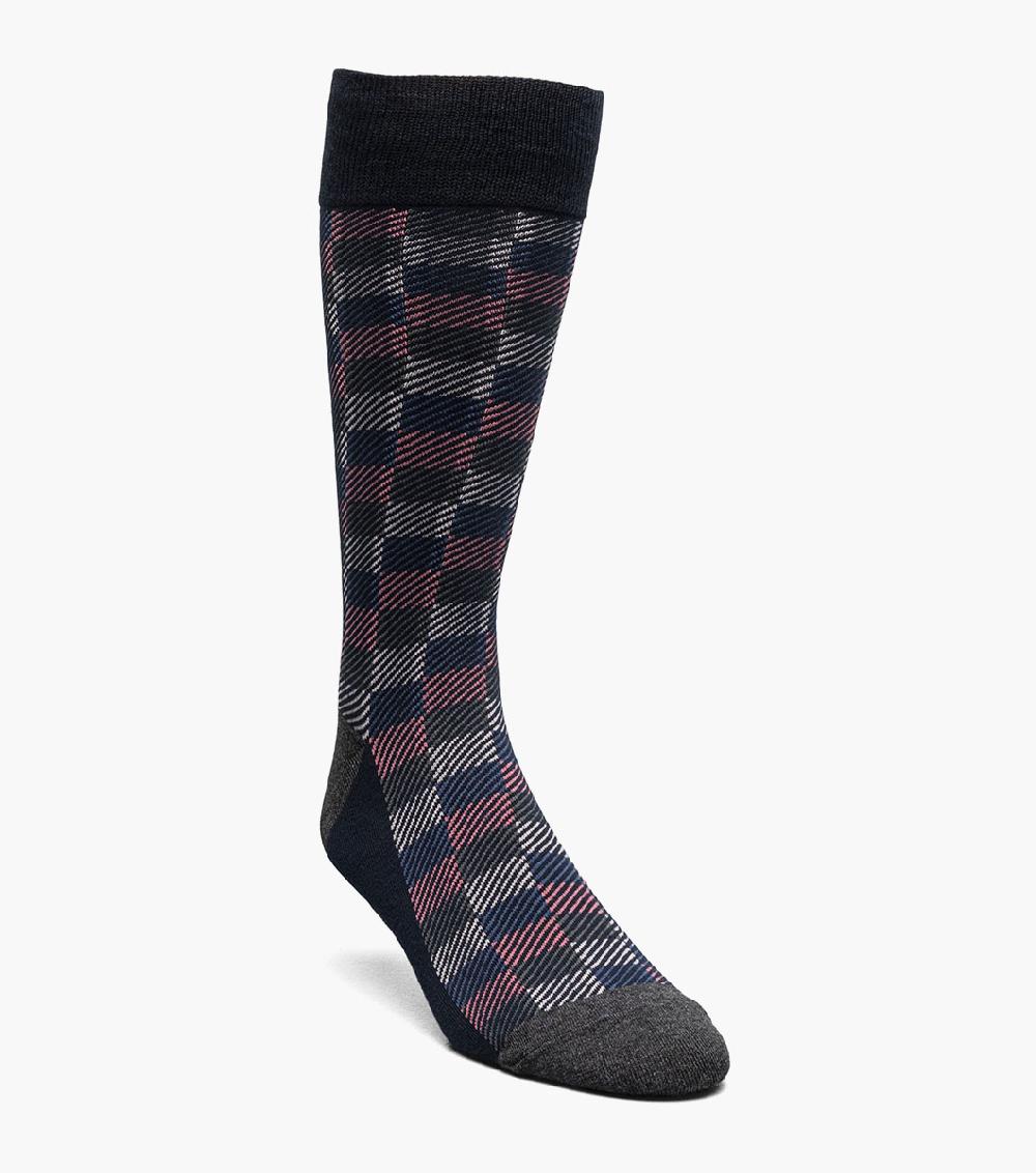 stacy adams Checked Herringbone Men's Crew Dress Sock Men’s Socks