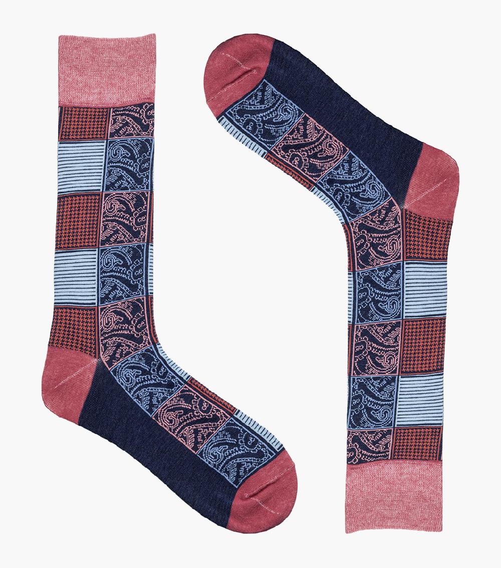 Stacy Adams Checkered Paisley Men's Crew Dress Sock Men’s Socks