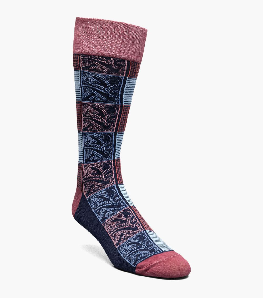 stacy adams Checkered Paisley Men's Crew Dress Sock Men’s Socks