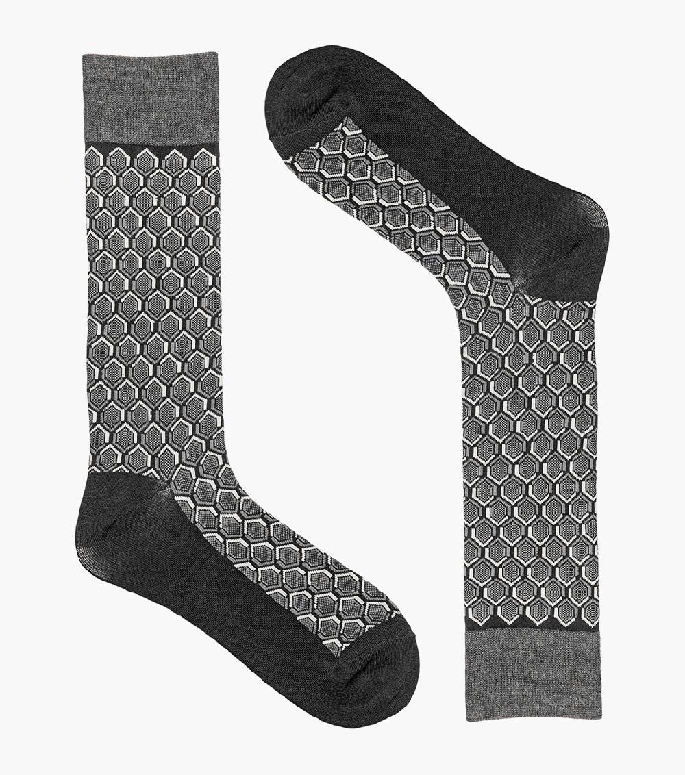 Stacy Adams Colorful Hexagons Men’s Crew Dress Sock Men’s Socks
