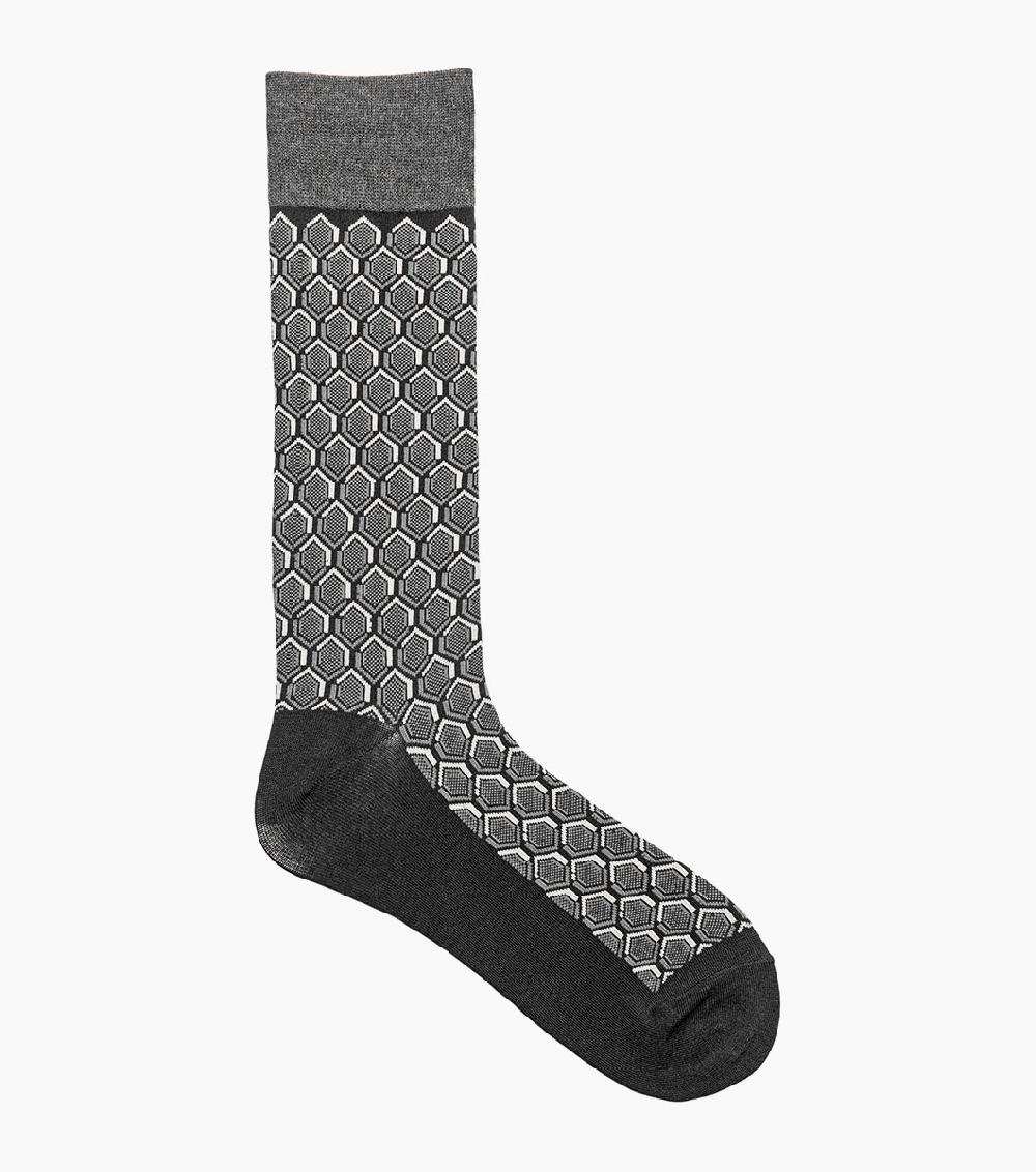 Stacy Adams Colorful Hexagons Men’s Crew Dress Sock Men’s Socks