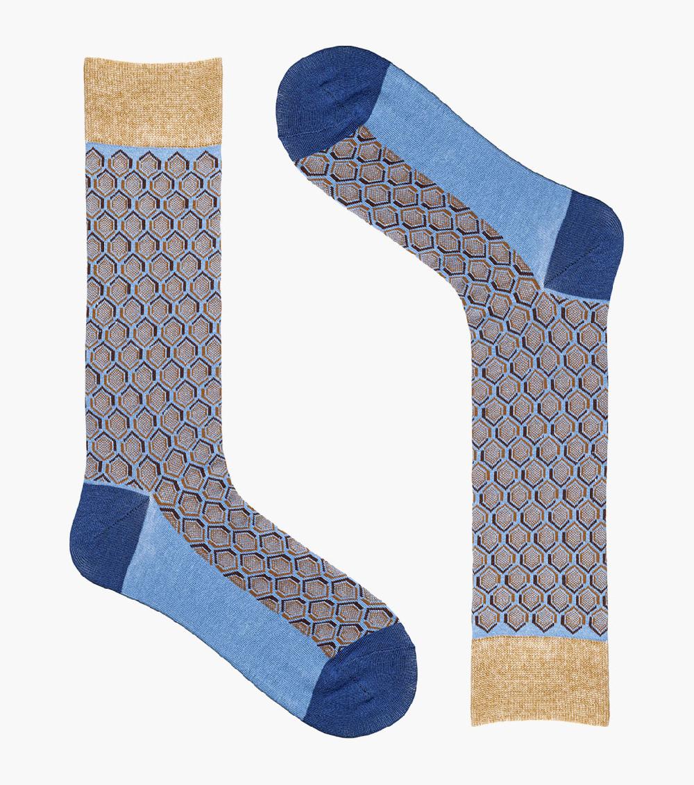Stacy Adams Colorful Hexagons Men’s Crew Dress Sock Men’s Socks