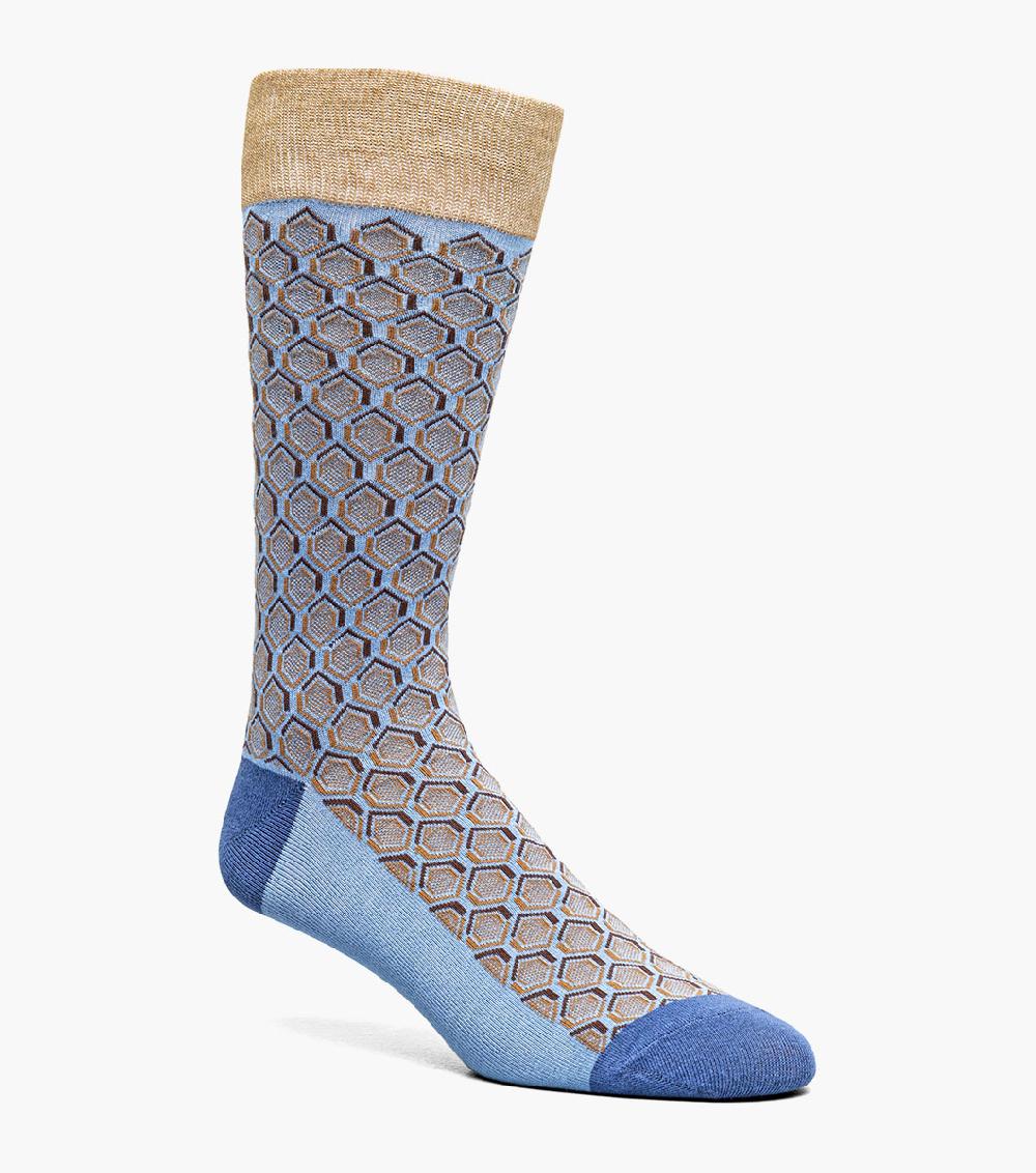 stacy adams Colorful Hexagons Men’s Crew Dress Sock Men’s Socks