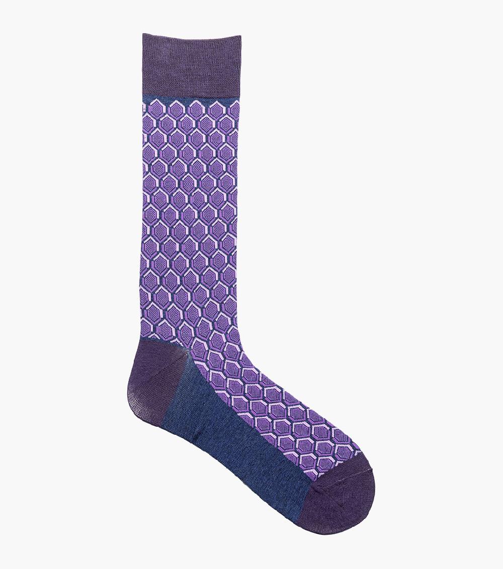 Stacy Adams Colorful Hexagons Men’s Crew Dress Sock Men’s Socks