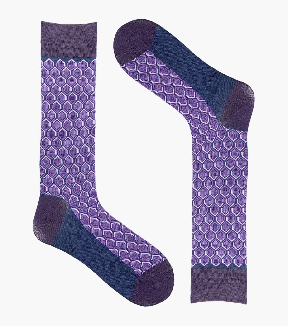 Stacy Adams Colorful Hexagons Men’s Crew Dress Sock Men’s Socks