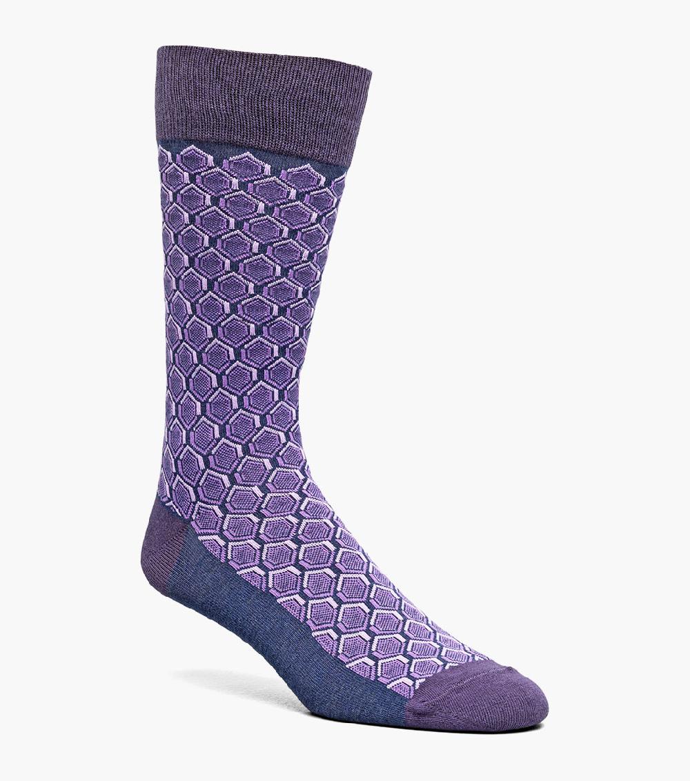 stacy adams Colorful Hexagons Men’s Crew Dress Sock Men’s Socks