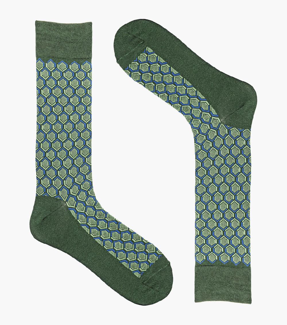 Stacy Adams Colorful Hexagons Men’s Crew Dress Sock Men’s Socks