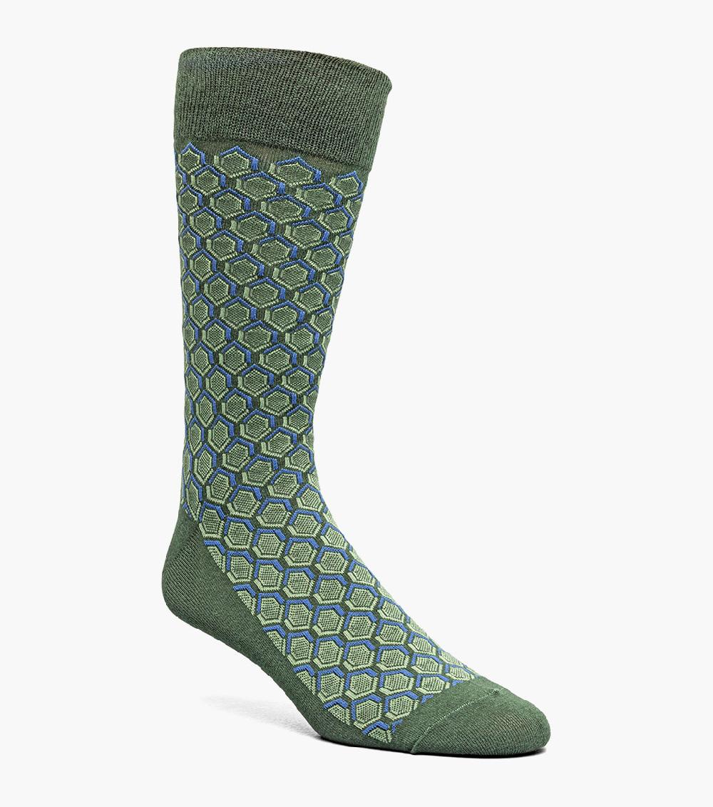 stacy adams Colorful Hexagons Men’s Crew Dress Sock Men’s Socks