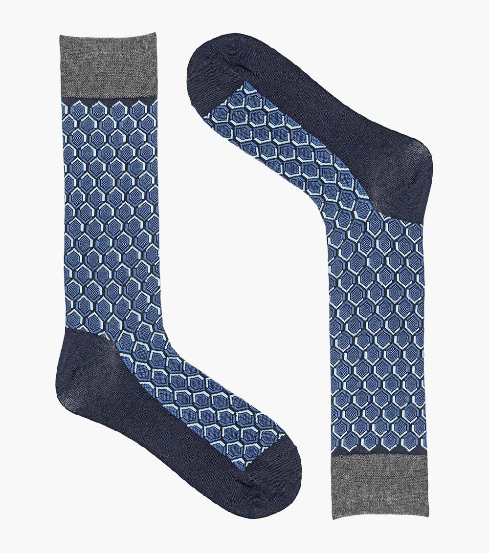 Stacy Adams Colorful Hexagons Men’s Crew Dress Sock Men’s Socks