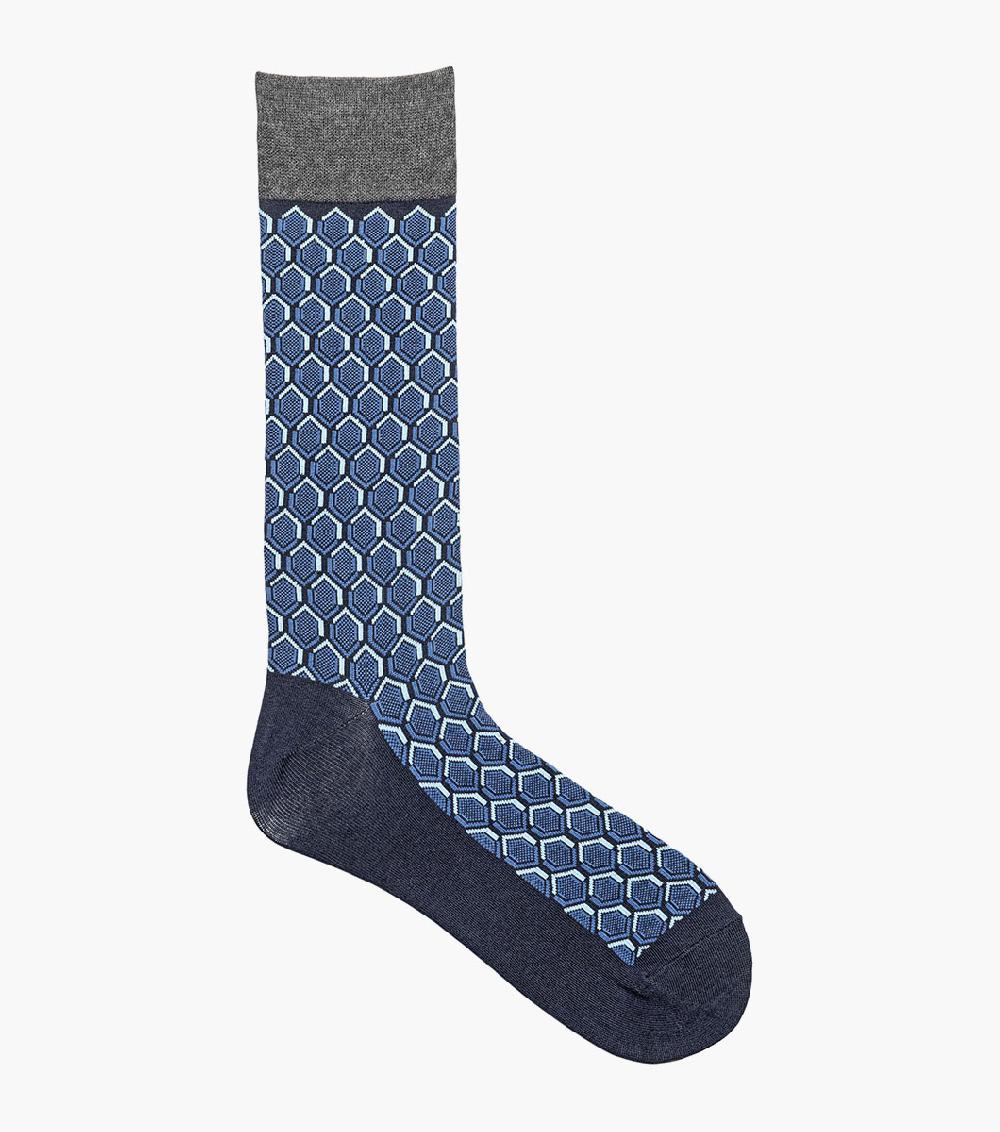 Stacy Adams Colorful Hexagons Men’s Crew Dress Sock Men’s Socks