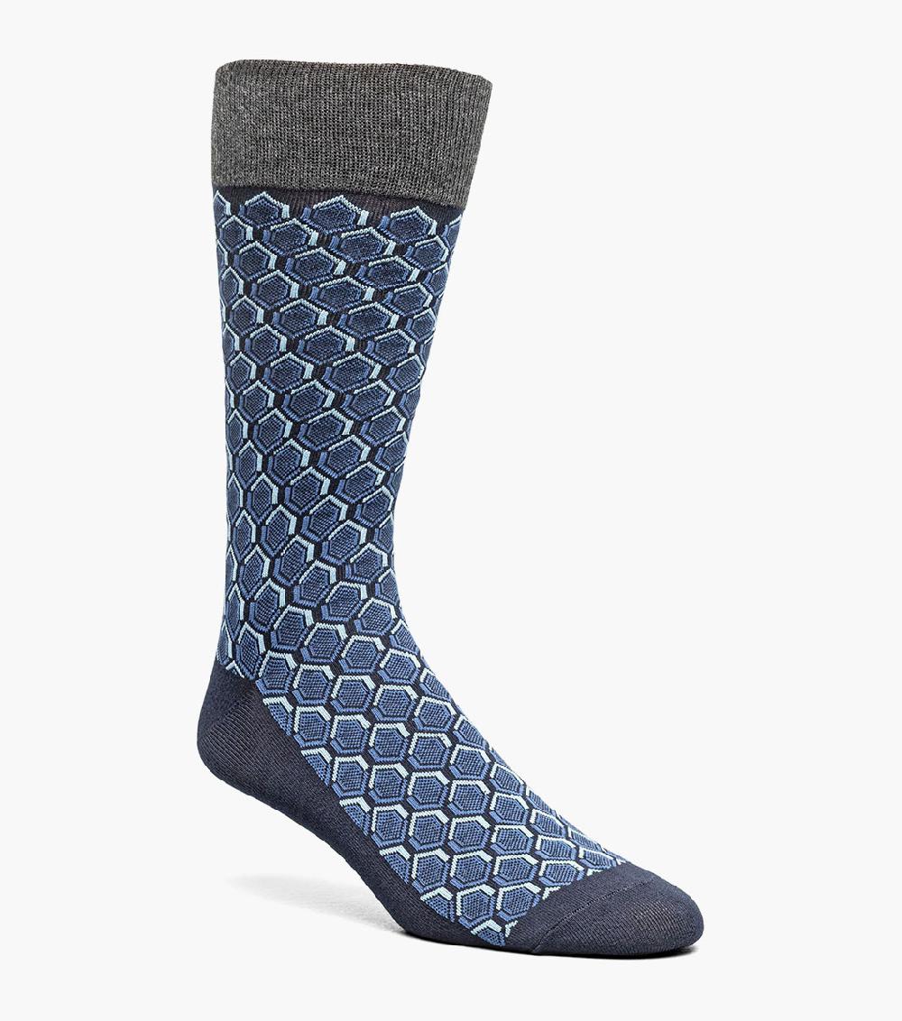 stacy adams Colorful Hexagons Men’s Crew Dress Sock Men’s Socks