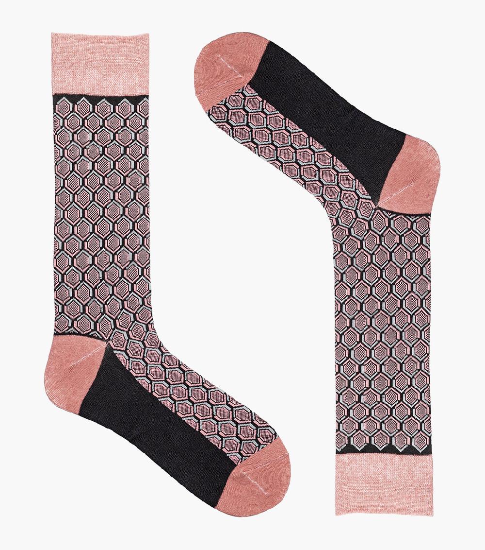 Stacy Adams Colorful Hexagons Men’s Crew Dress Sock Men’s Socks