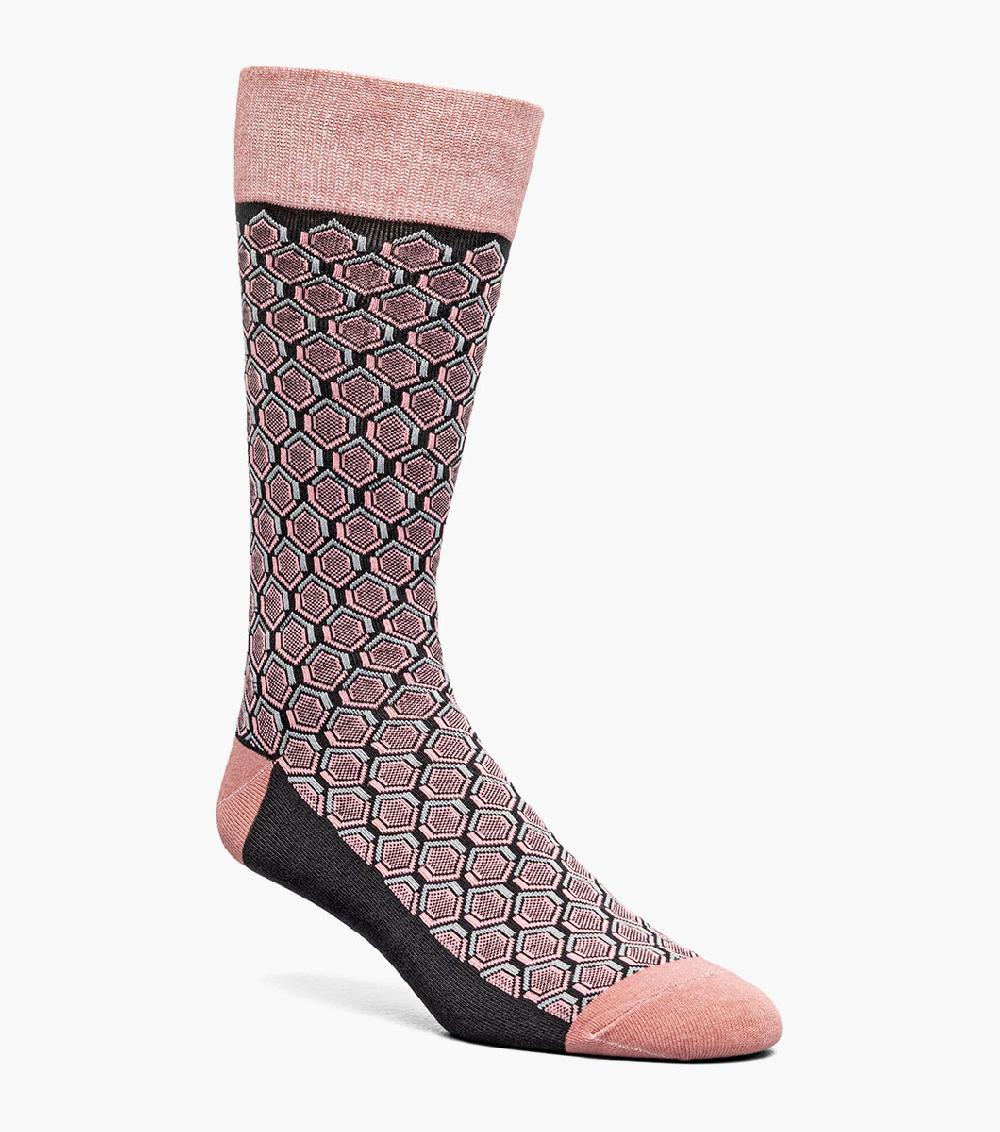 stacy adams Colorful Hexagons Men’s Crew Dress Sock Men’s Socks