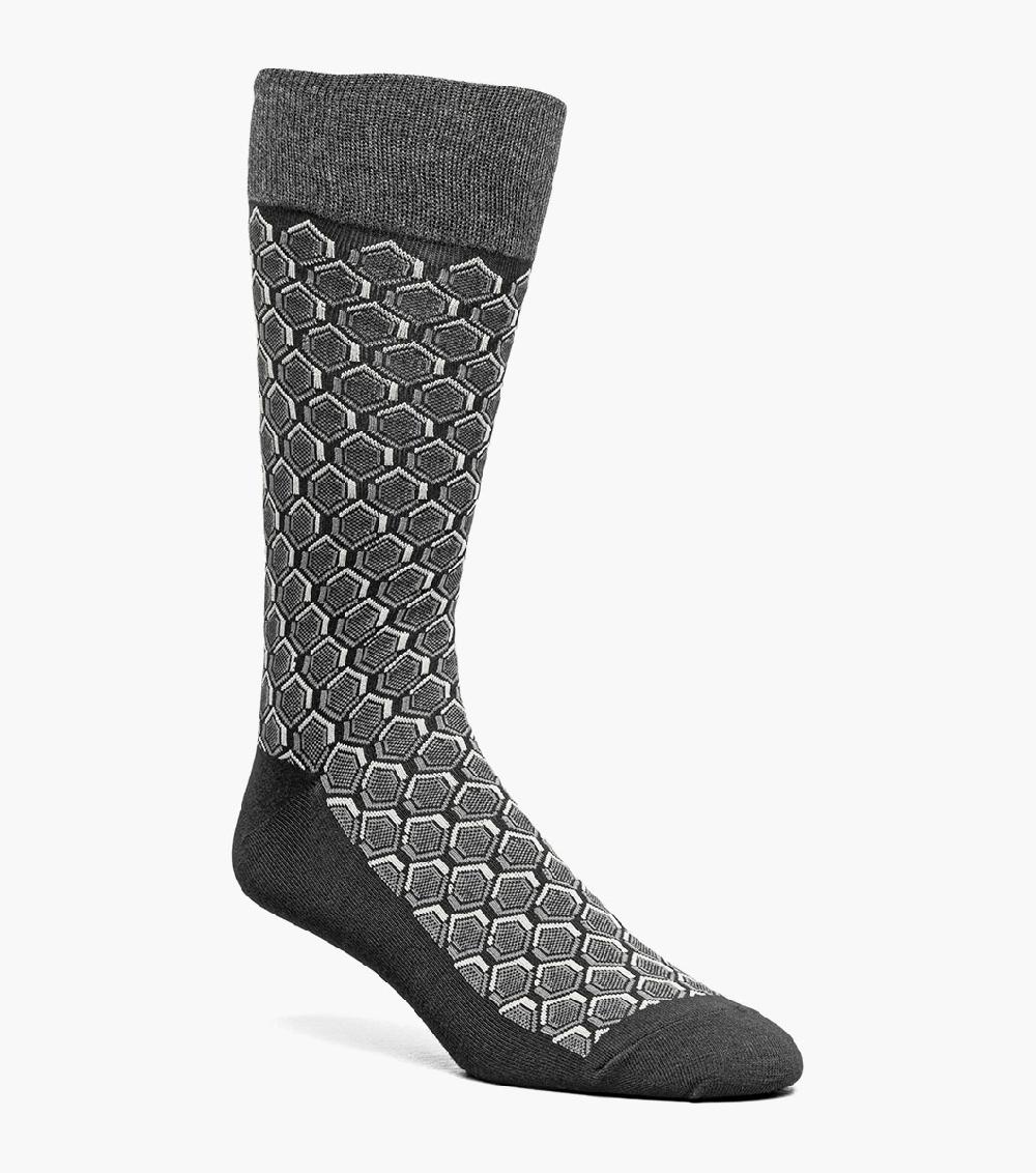 stacy adams Colorful Hexagons Men’s Crew Dress Sock Men’s Socks