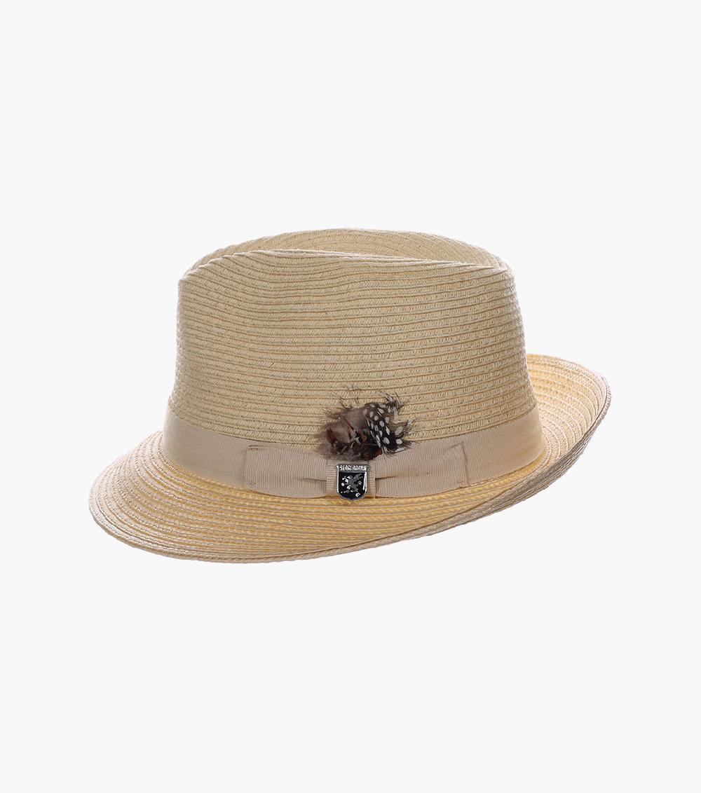 Stacy Adams Corby Fedora Paper Braid Pinch Front Hat Men’s Hats