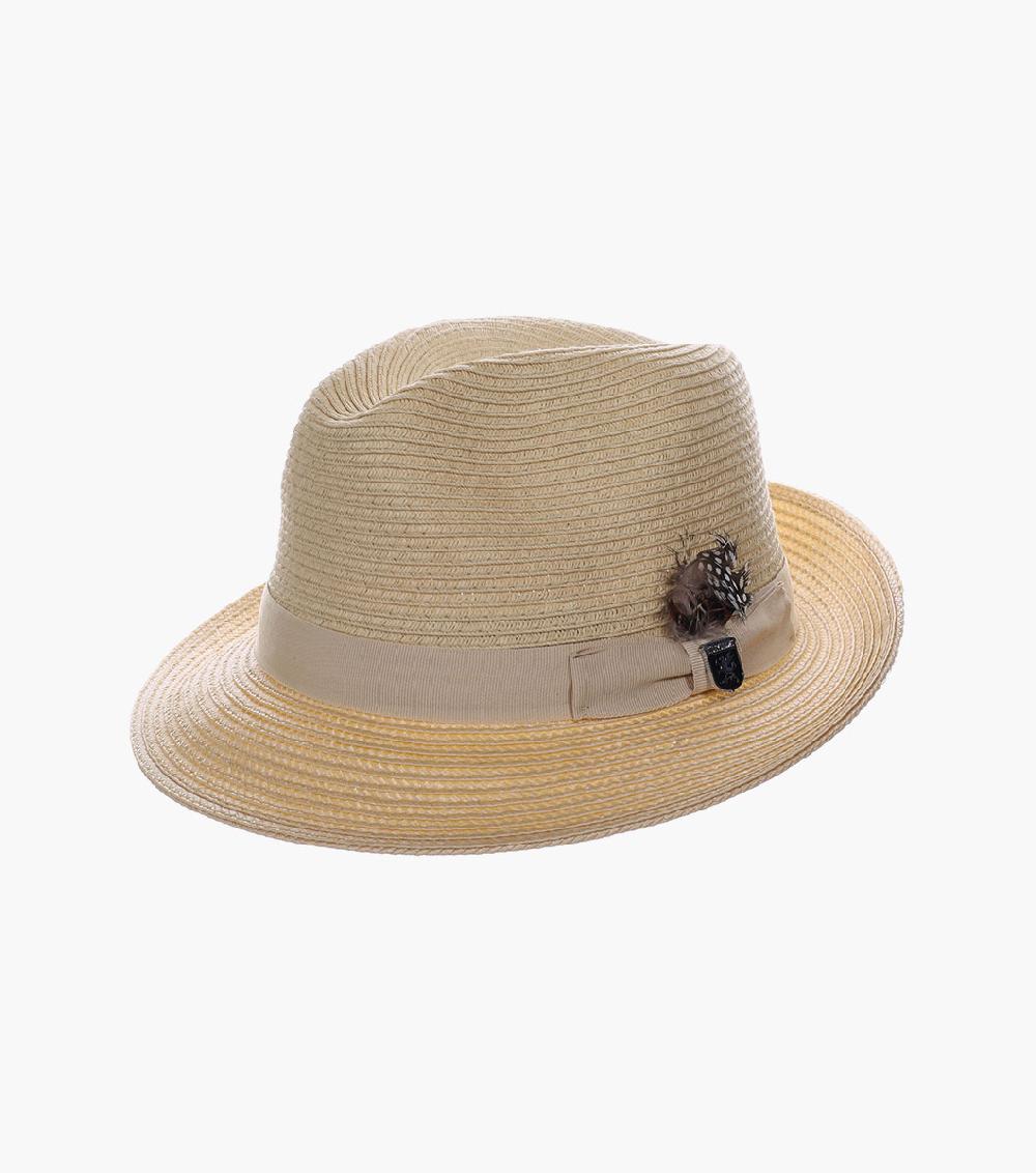 stacy adams Corby Fedora Paper Braid Pinch Front Hat Men’s Hats
