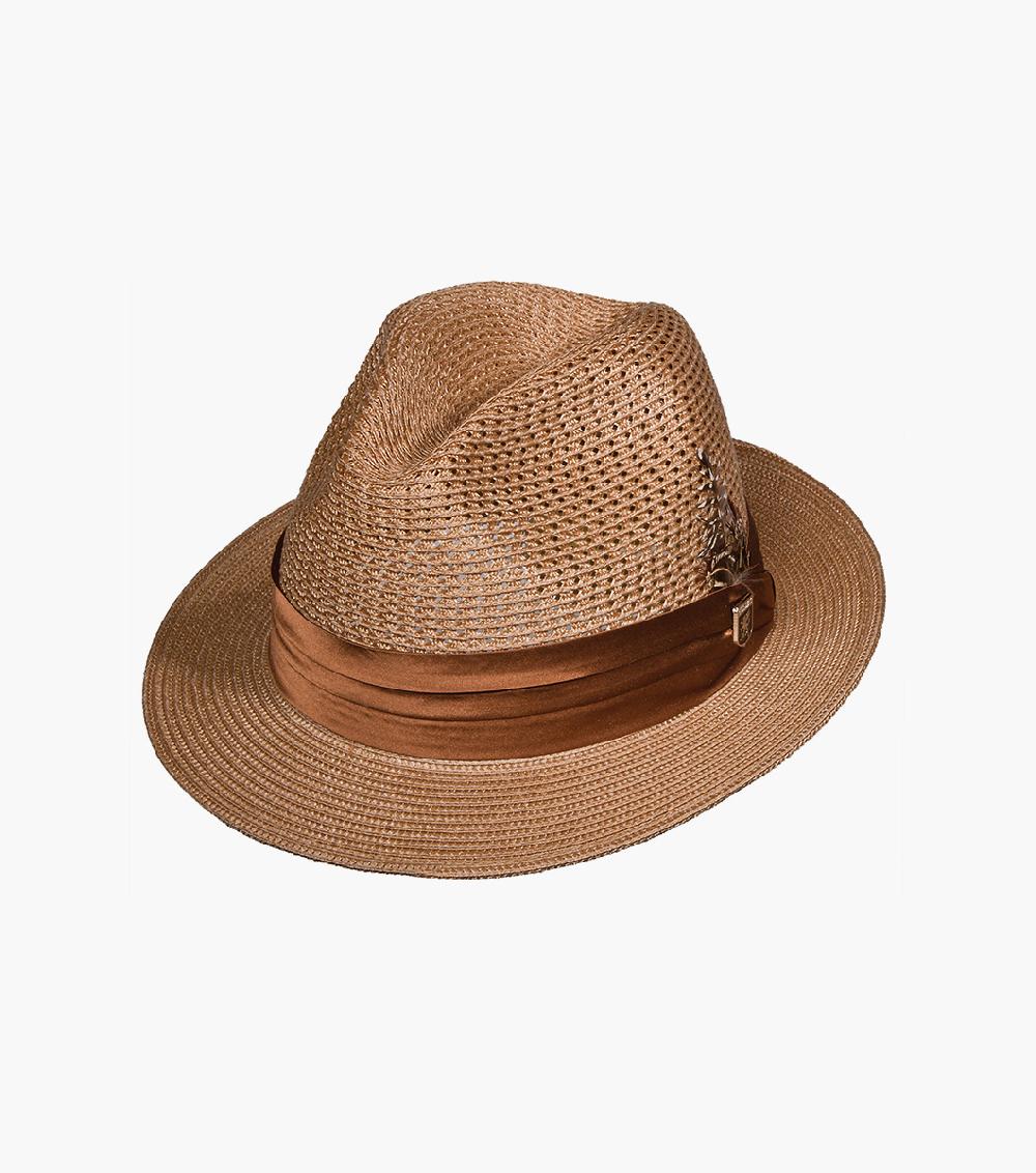 stacy adams Dublin Fedora Poly Braided Pinch Front Hat Men’s Hats