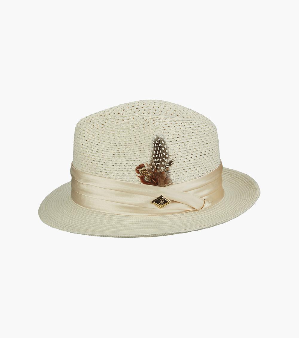 Stacy Adams Dublin Fedora Poly Braided Pinch Front Hat Men’s Hats