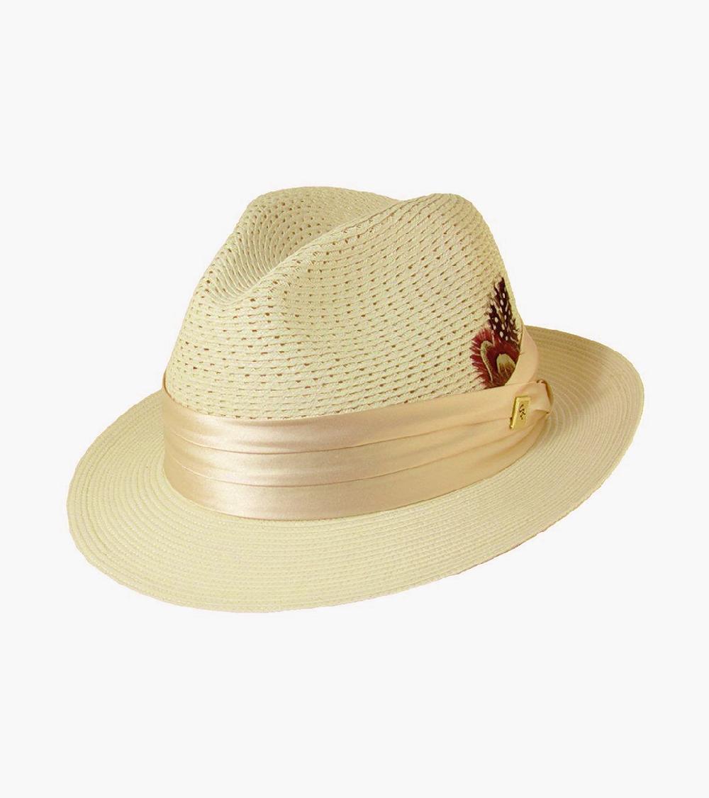stacy adams Dublin Fedora Poly Braided Pinch Front Hat Men’s Hats