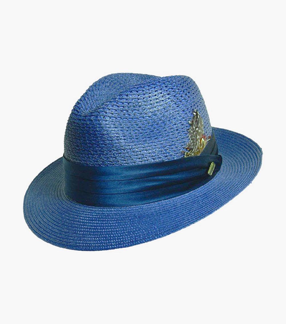 stacy adams Dublin Fedora Poly Braided Pinch Front Hat Men’s Hats