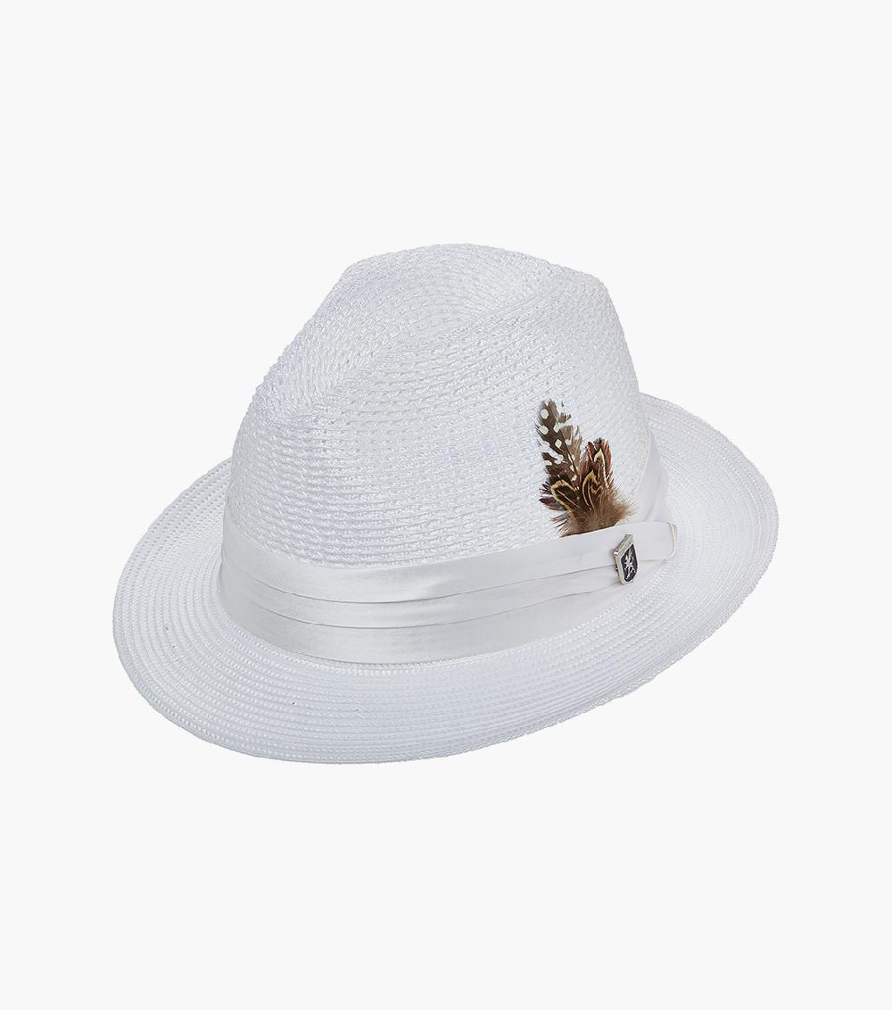 stacy adams Dublin Fedora Poly Braided Pinch Front Hat Men’s Hats
