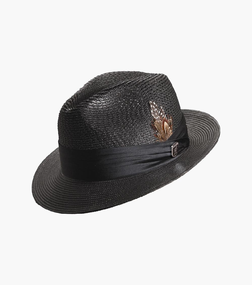 stacy adams Dublin Fedora Poly Braided Pinch Front Hat Men’s Hats