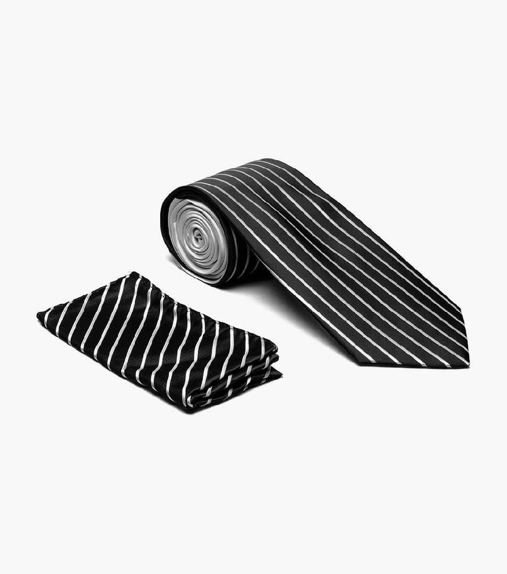stacy adams Formal Black + White Tie & Hanky Set Men’s Ties