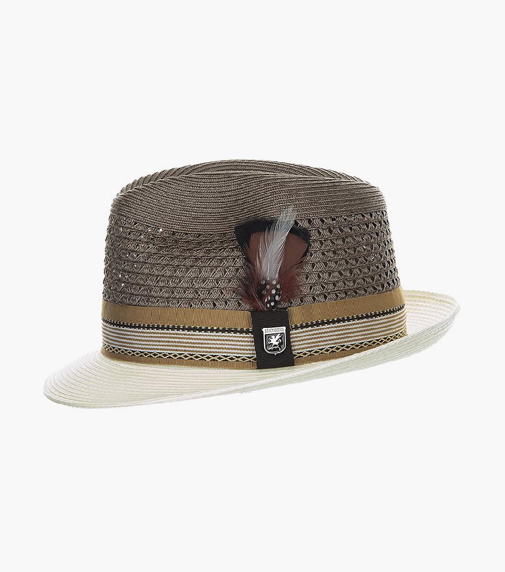Stacy Adams Jalen Fedora Poly Braided Pinch Front Hat Men’s Hats
