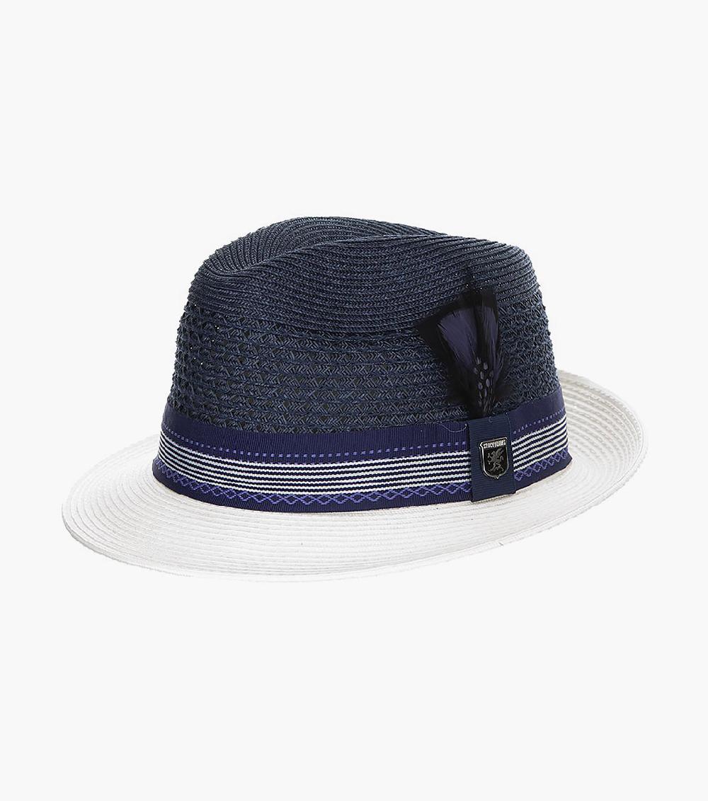 stacy adams Jalen Fedora Poly Braided Pinch Front Hat Men’s Hats