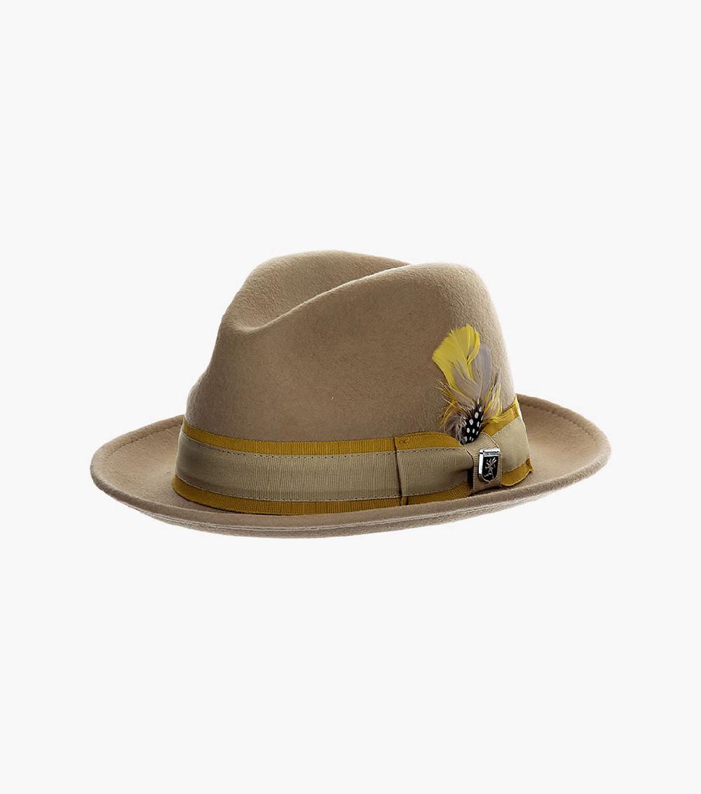 stacy adams Macon Fedora Wool Felt Pinch Front Hat Men’s Hats