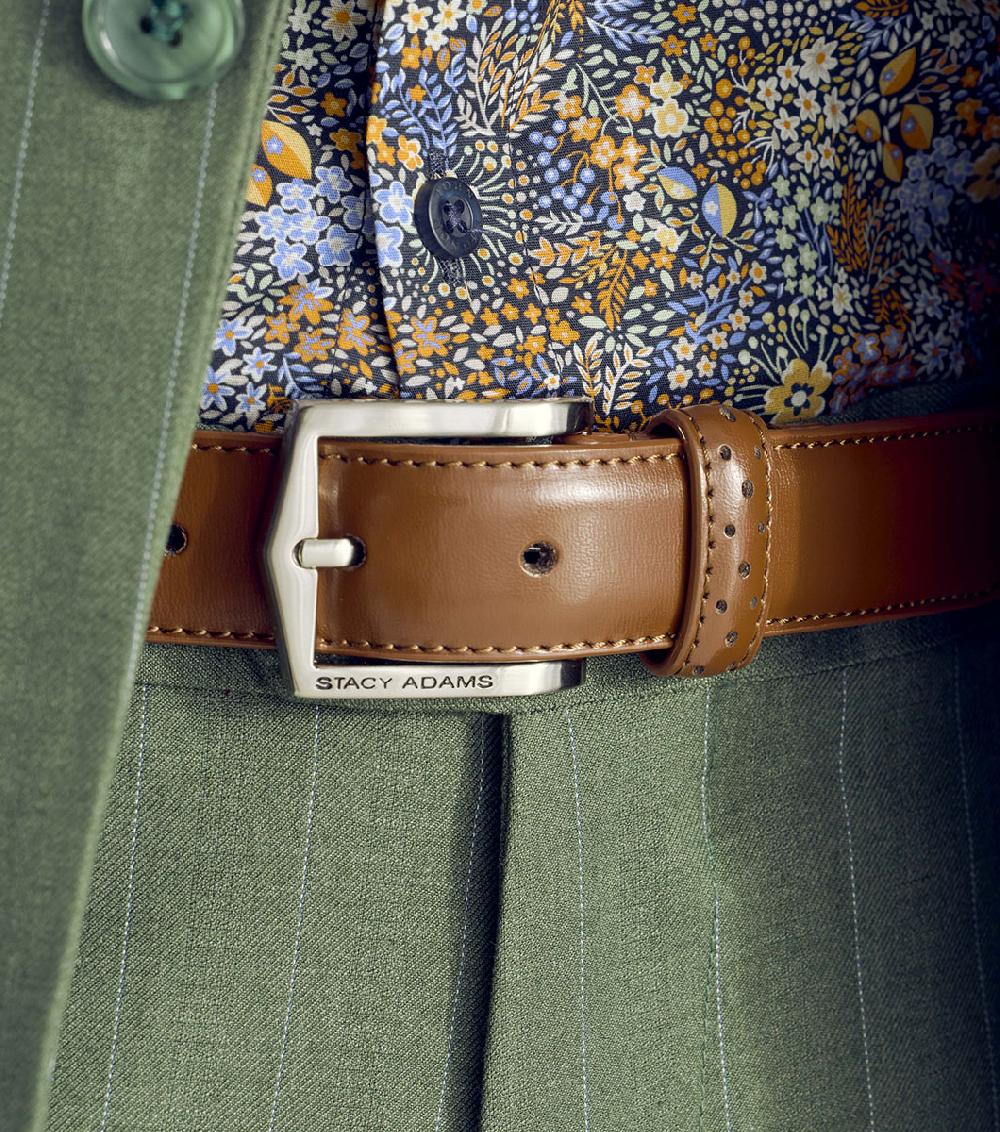 Stacy Adams Pinseal Perf Strap Genuine Leather Belt Men’s Belts