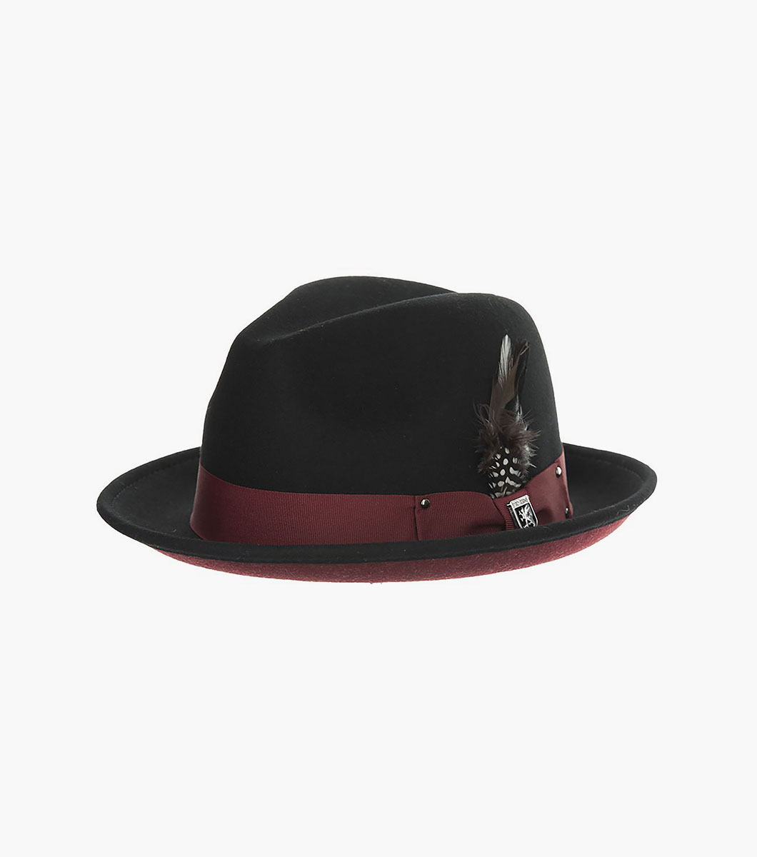 stacy adams Riven Fedora Wool Felt Pinch Front Hat Men’s Hats