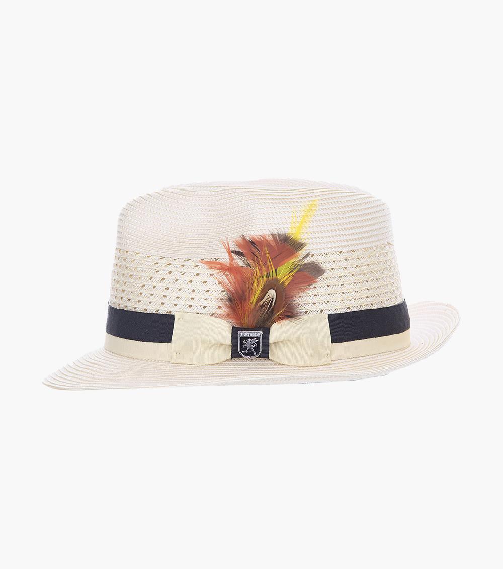 Stacy Adams Tyce Fedora Poly Braided Pinch Front Hat Men’s Hats