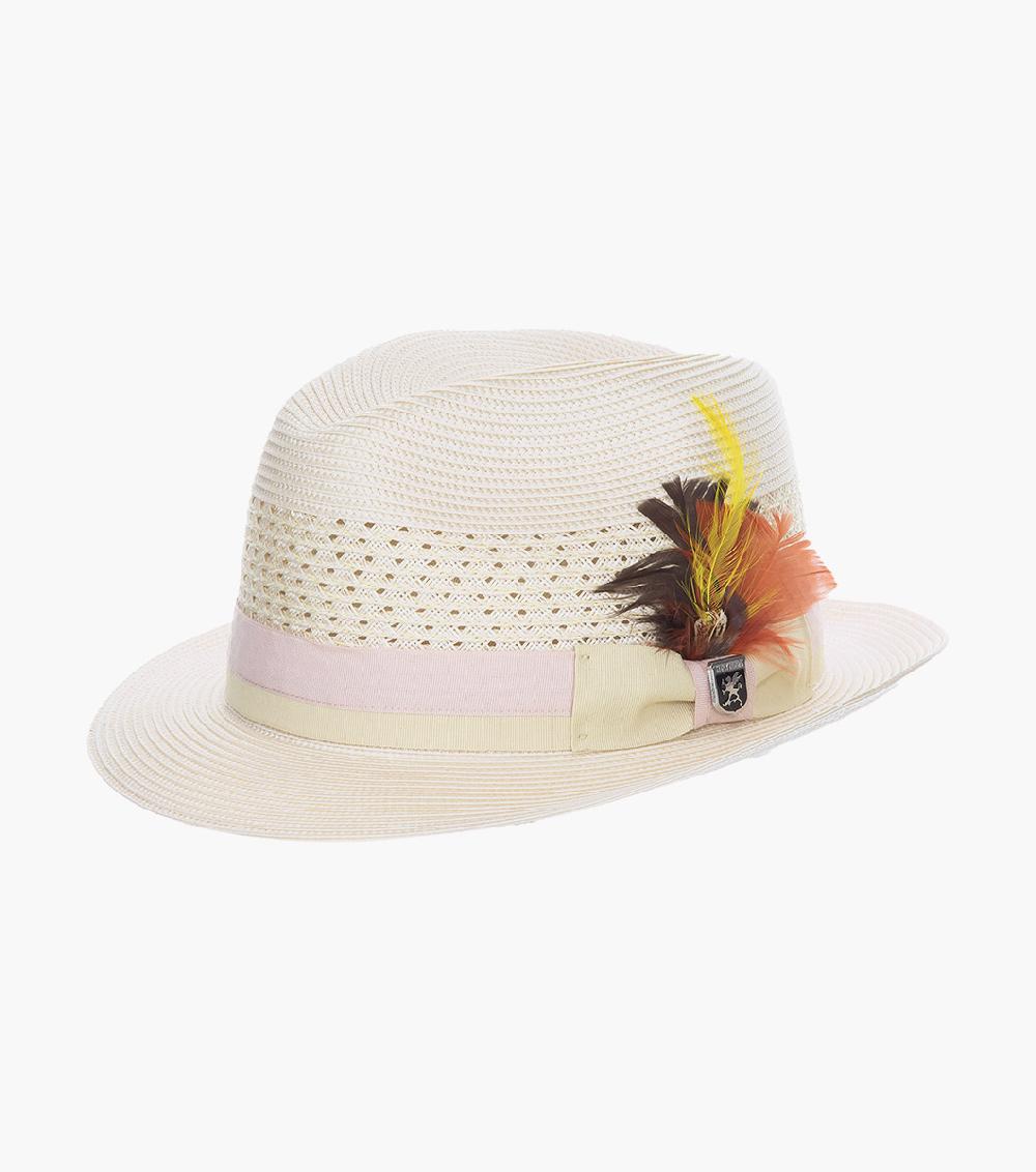 stacy adams Tyce Fedora Poly Braided Pinch Front Hat Men’s Hats